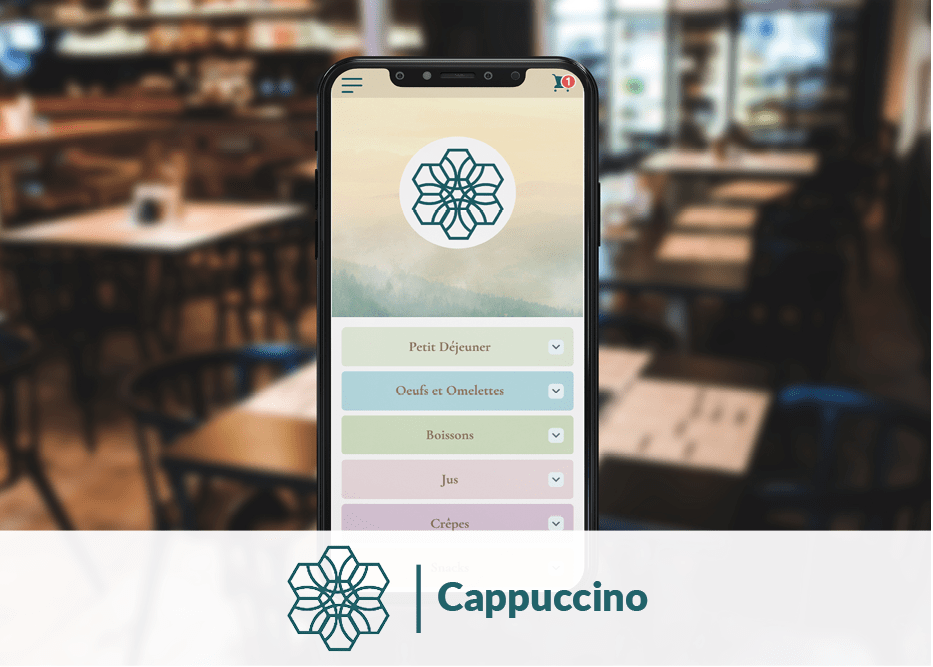 Création du menu digitale Cappuccino café - map-concepts Agence Communication de Tanger